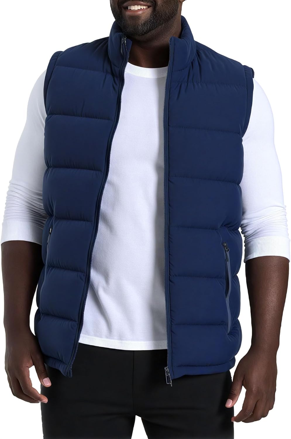 Men'S Winter Lightweight Puffer Vest Sleeveless Jacket Casual Puffy Vests