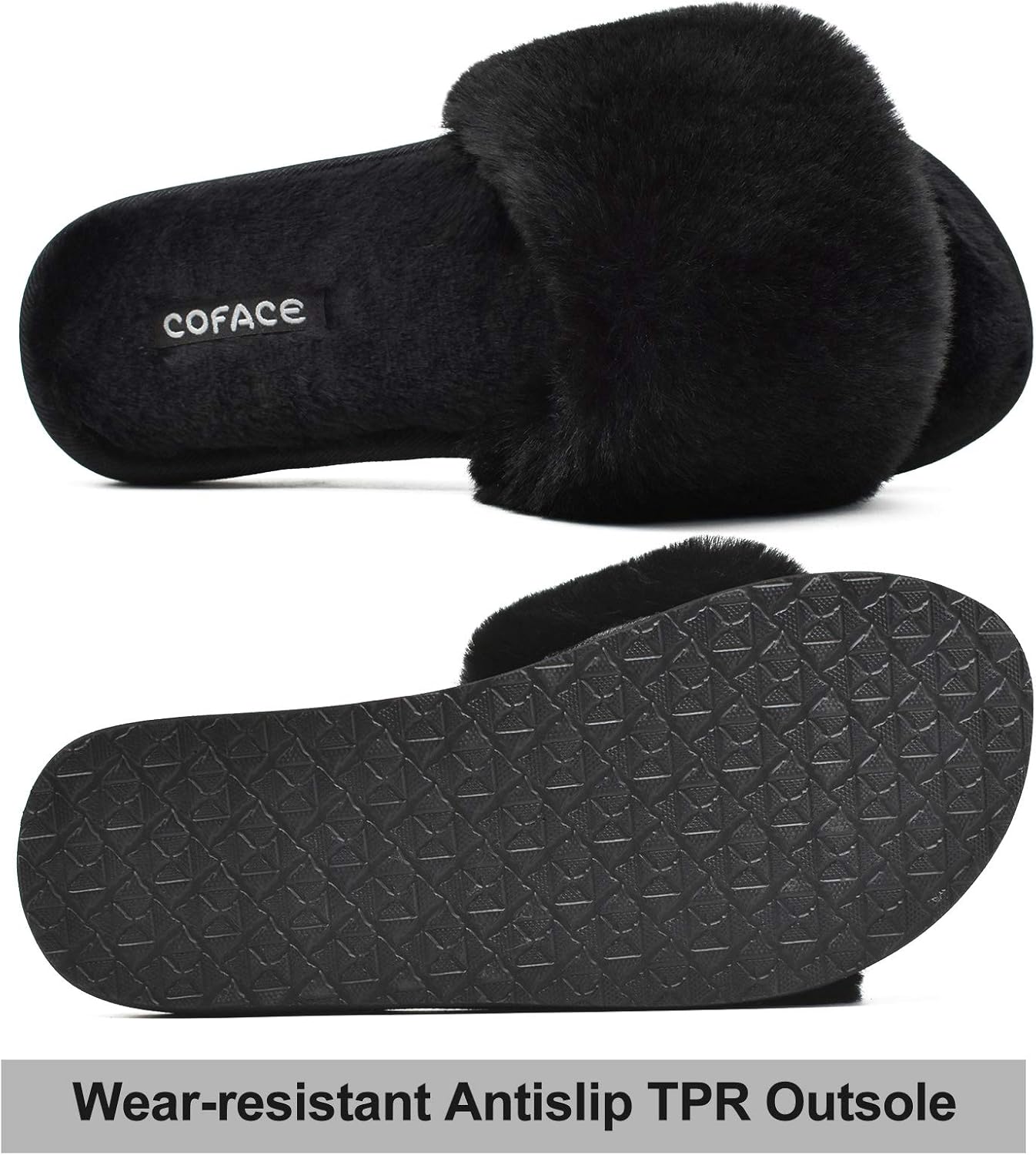 COFACE Womens Slippers with Arch Support Comfy Open Toe Fuzzy Woman House Shoes Plantar Fasciitis Orthotic Ladies Slippers Indoor - Image 6