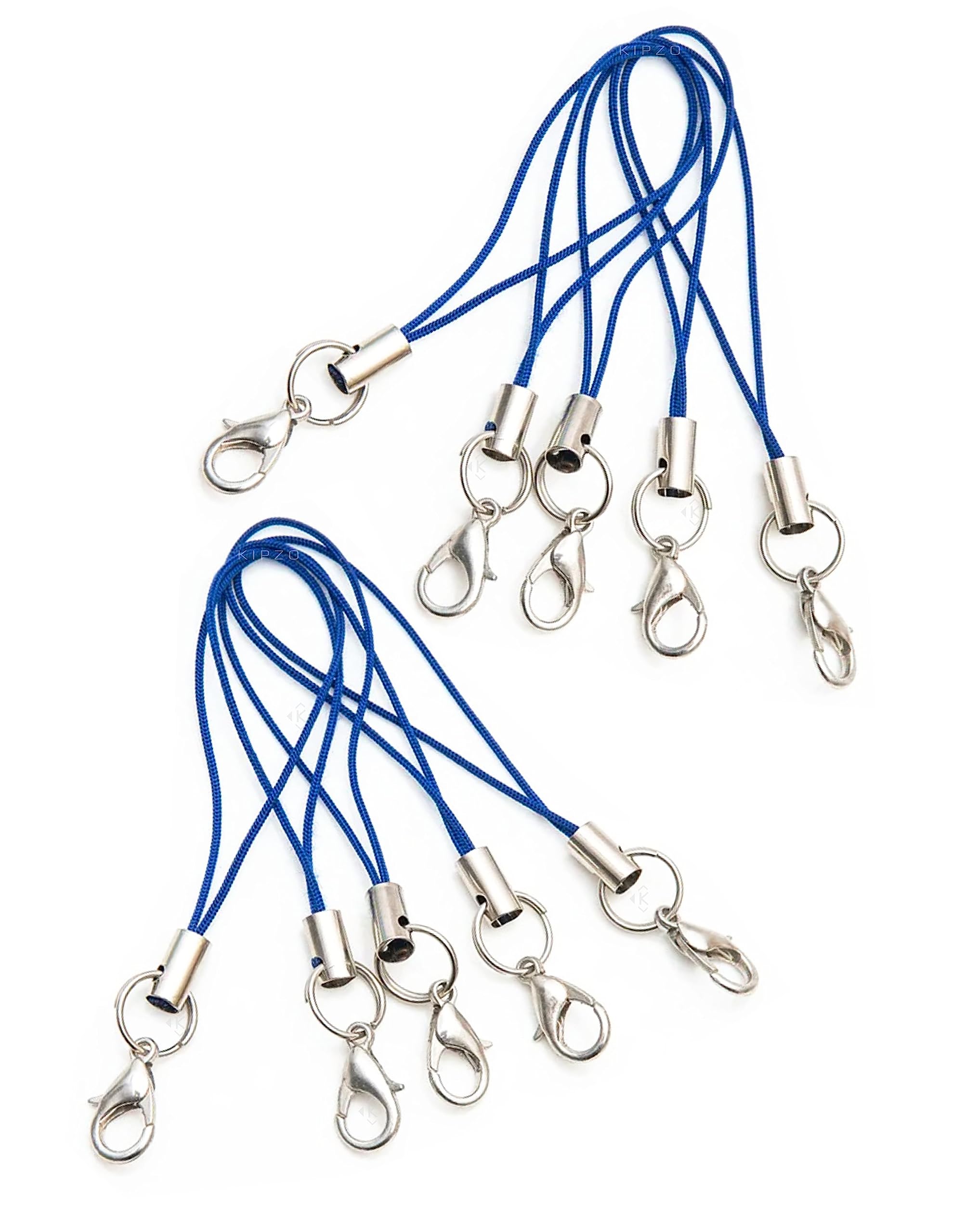 Blue Pack of 10 pcs Phone Strap Charm lobster clasp for cell phone Cover keyring Pendrive Badge Holders Charm DIY Jewellery straps thread Ring with Hook smart round zip carry case pouch-image-0