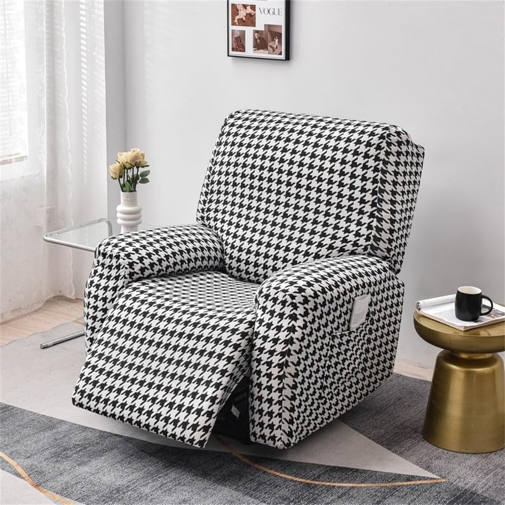 WWQQKJ Recliner Electric Chair Covers with Pockets 4 Pieces Floral Stretch Recliner Sofa Slipcovers Non Slip Reclining Sofa Cover