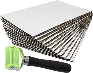uxcell 12 Pcs Car Sound Insulation Mat 5mm Door Hood Engine Heat Insulation W/Roller Push Tool 50x30cm 20"x12"