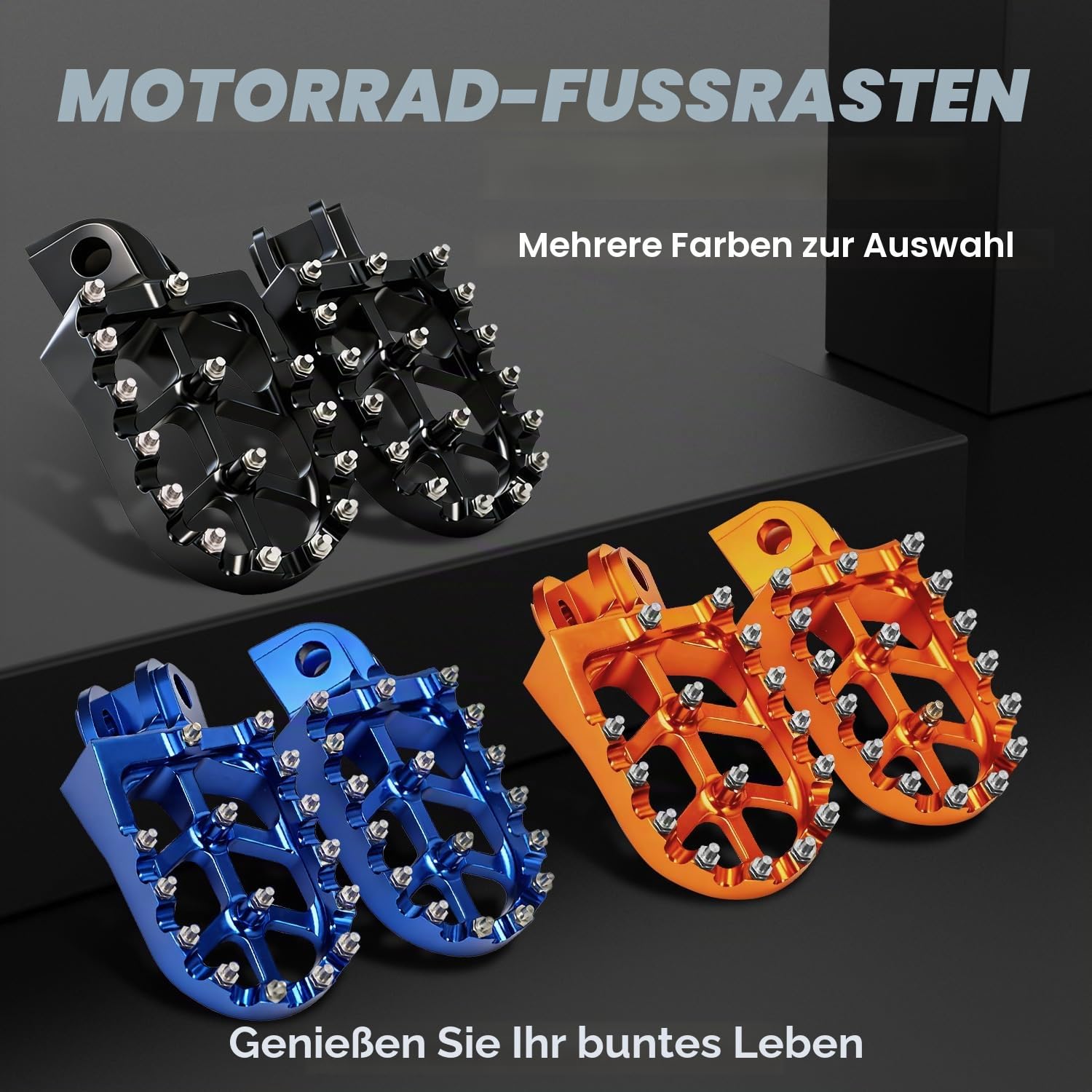 Motorrad Fußrasten für 50/65/85/125/150/250/400SX 250SXS/SXS-F/EXC/MXC/EXC-G/SX-F/EXC-F/XC/XC-F 450SX-F/EXC/XC-G/SX/SXS/SMR/EXC-G/MSX-G 525EXC/EXC-G/MXC-G/SX/SMR/XC-G Schwarz