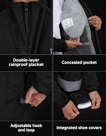 KEMIMOTO Motorcycle Rain Suits for Men with Dual Breathable System