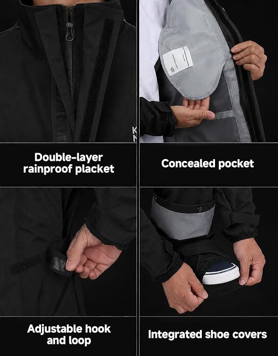KEMIMOTO Motorcycle Rain Suits for Men with Dual Breathable System