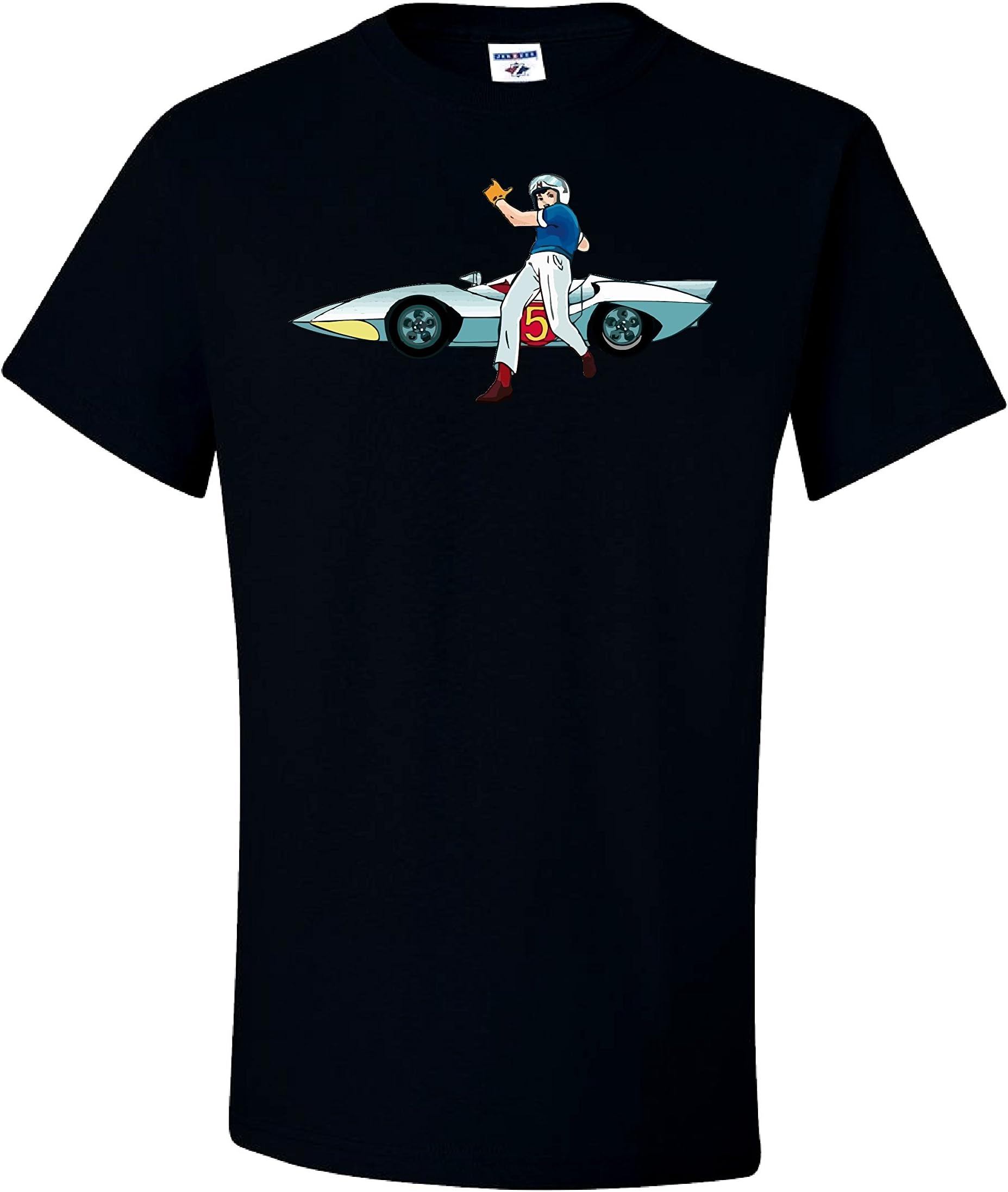 Speed Racer and the Mach 5 100% Cotton T-Shirt Preshrunk Graphic Tee (2XLarge, Black)