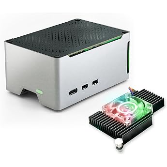 ElectroCookie Raspberry Pi 5 Case, Aluminum Compact Case with Active Cooling Fan (Silver)