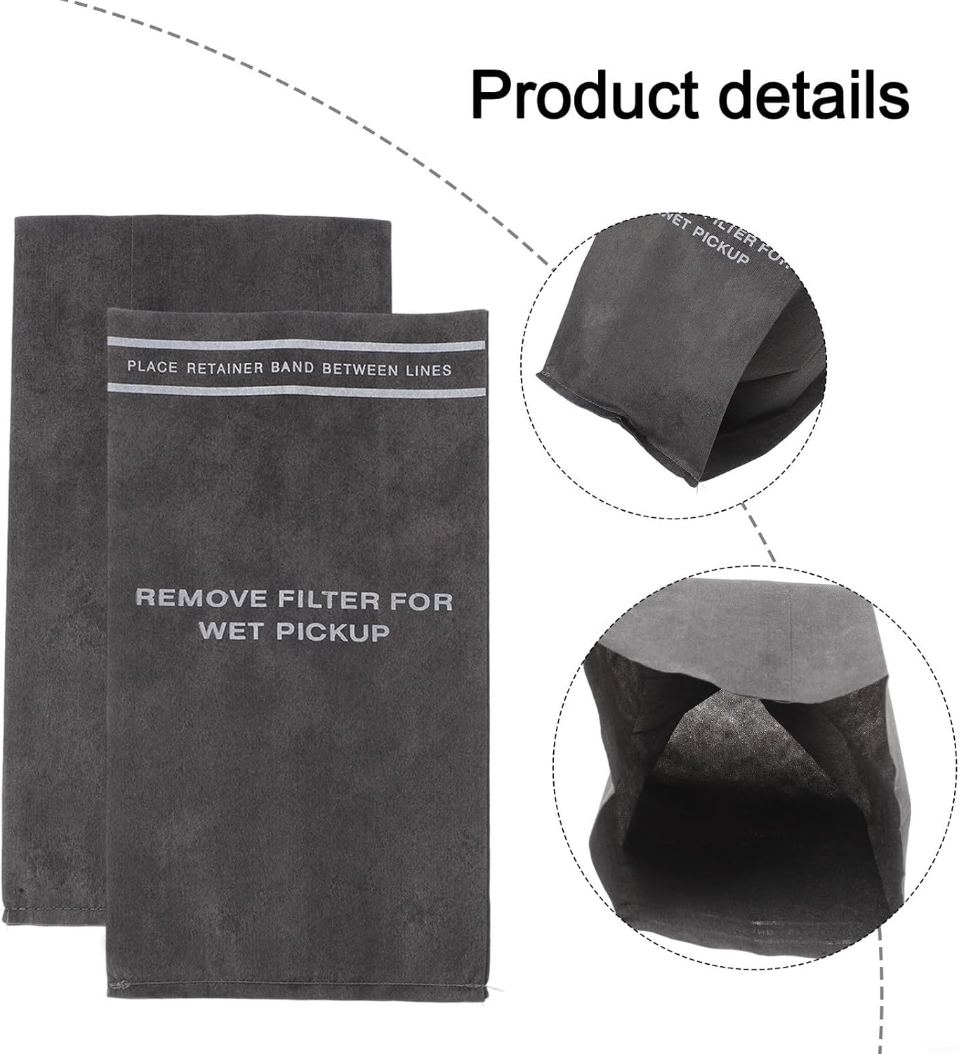 Replacement Wet/Dry Filter Bag for WS01025F2, Compatible with For MultiFit VF2000 2.- Gallon Shop Vacuums, Includes Mounting Band, Fits Workshop and For Craftsman Models
