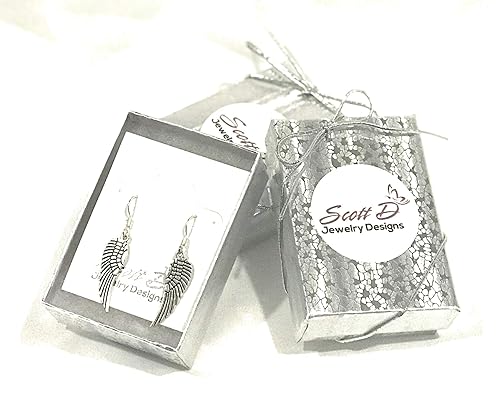 Miniatura 3 de Angel Wings Dangle Earrings with Silver Tone Ear Wires 1.25 Inch Long
