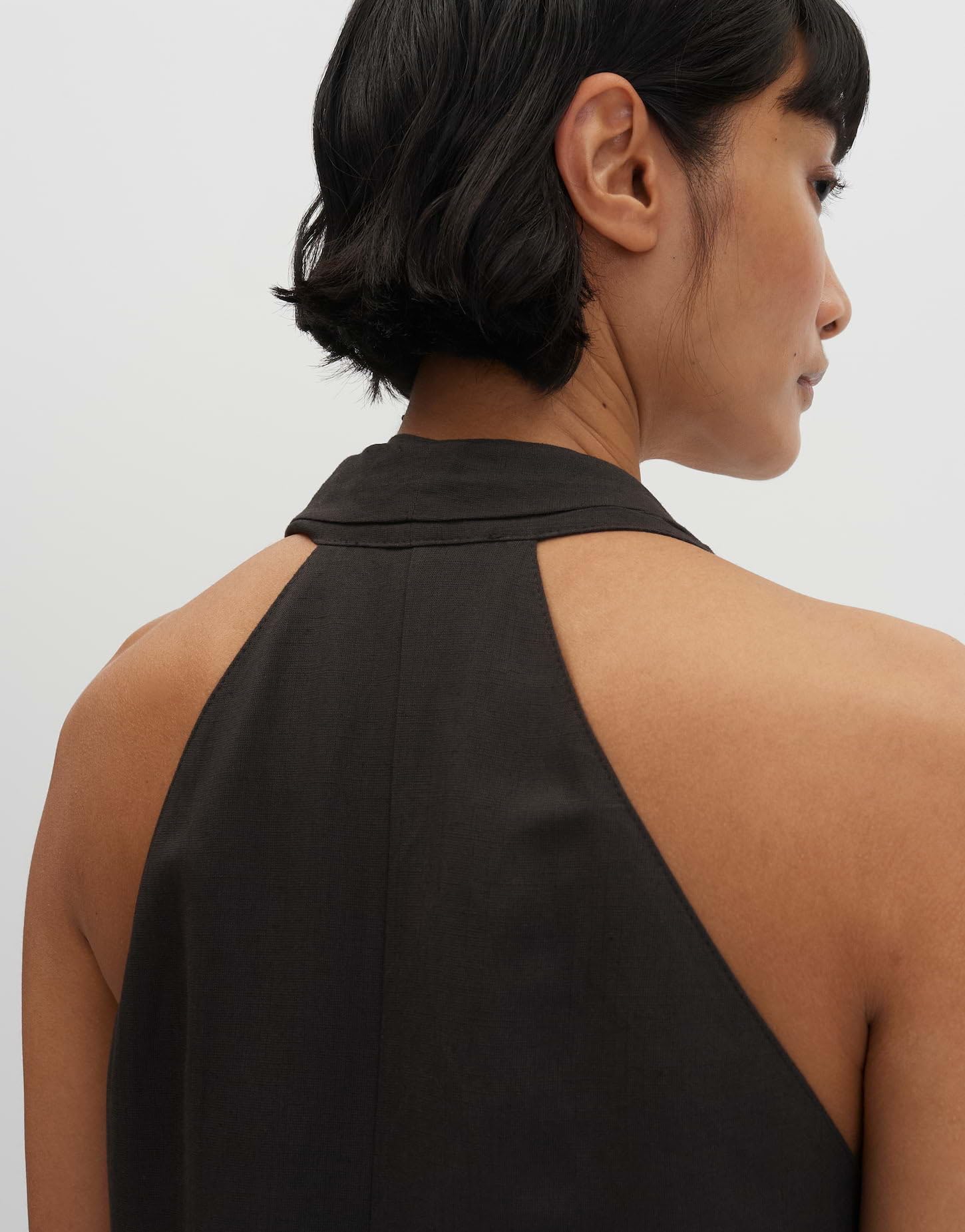 someday Damen Midikleid | Neckholderkleid aus Viskose Leinen Mix