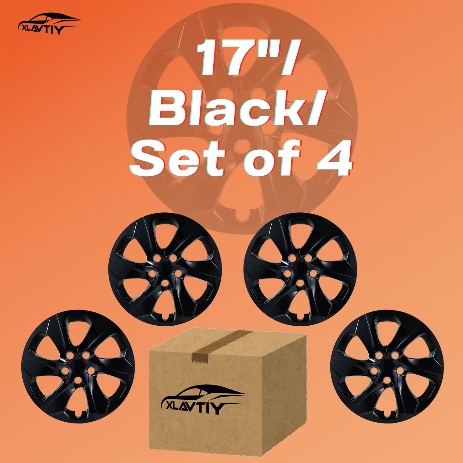 17 Inch Hubcaps Compatible with 2019-2025 Toyota RAV4 Factory Steel Wheels, Snap-On Wheel Covers, Durable ABS Replacement Hubcaps Set of 4 (Black)