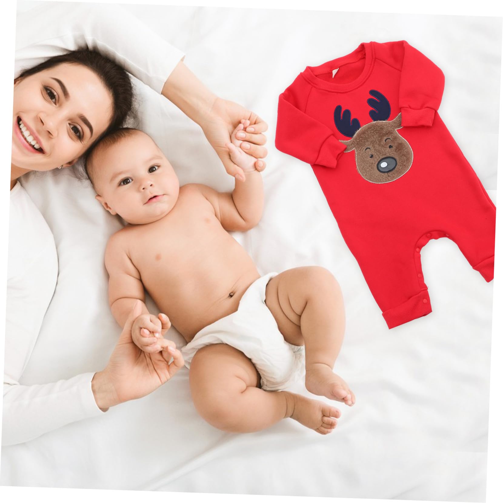 FRCOLOR Mono Niña Recién Nacido Invierno con Forro Polar Rojo de de Manga Larga para Niña Ropa Cálida y Cómoda para Cambio Fácil de Pañal para Fiestas Navideñas y Diario