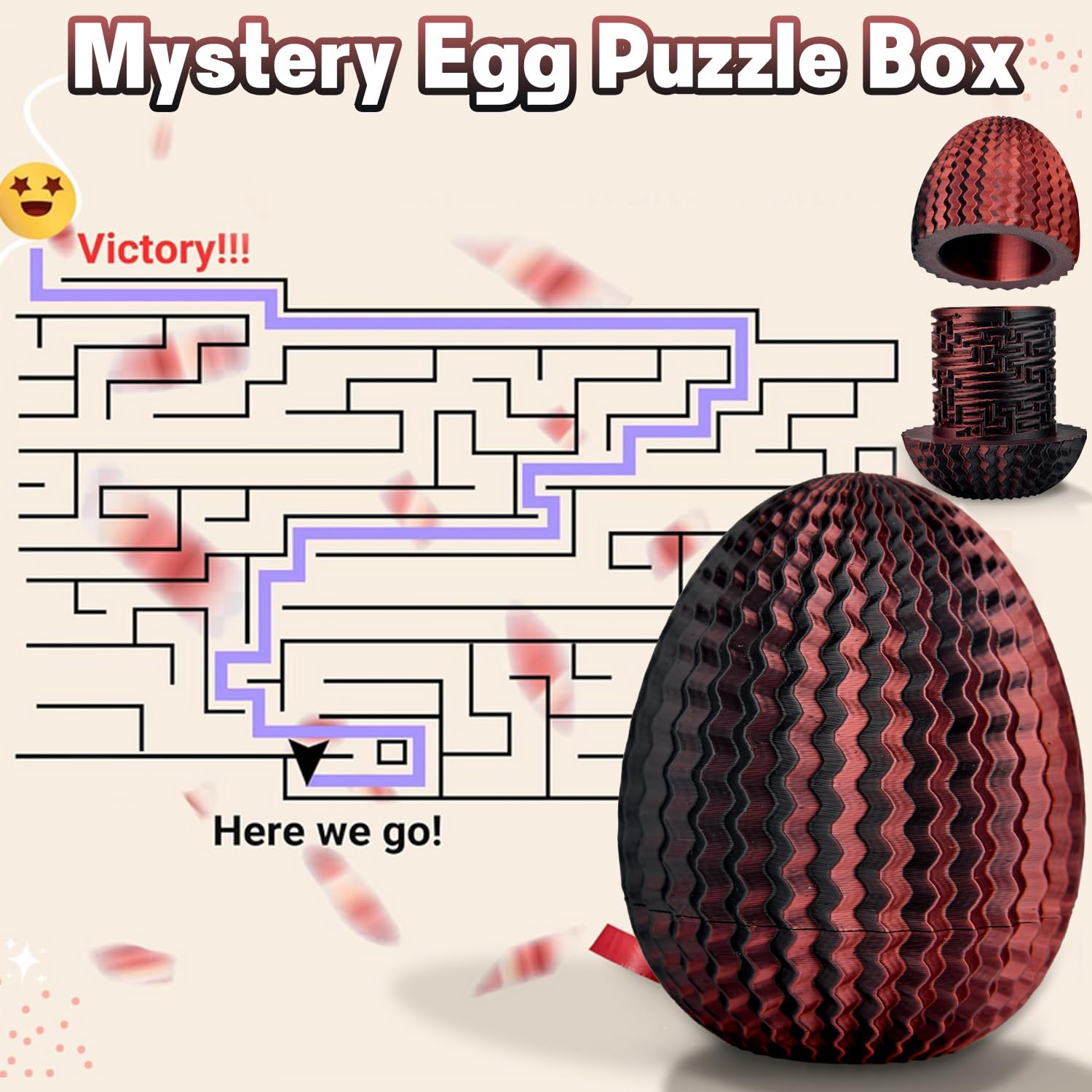 Mystery Egg Puzzle Box Easter Gifts, Mystery Box Easter Eggs Decorations for Cash, 3D Money Puzzle Box Annoying Gift Box with Hidden Compartment for Adults & Kids, Birthdays Presents - Image 3