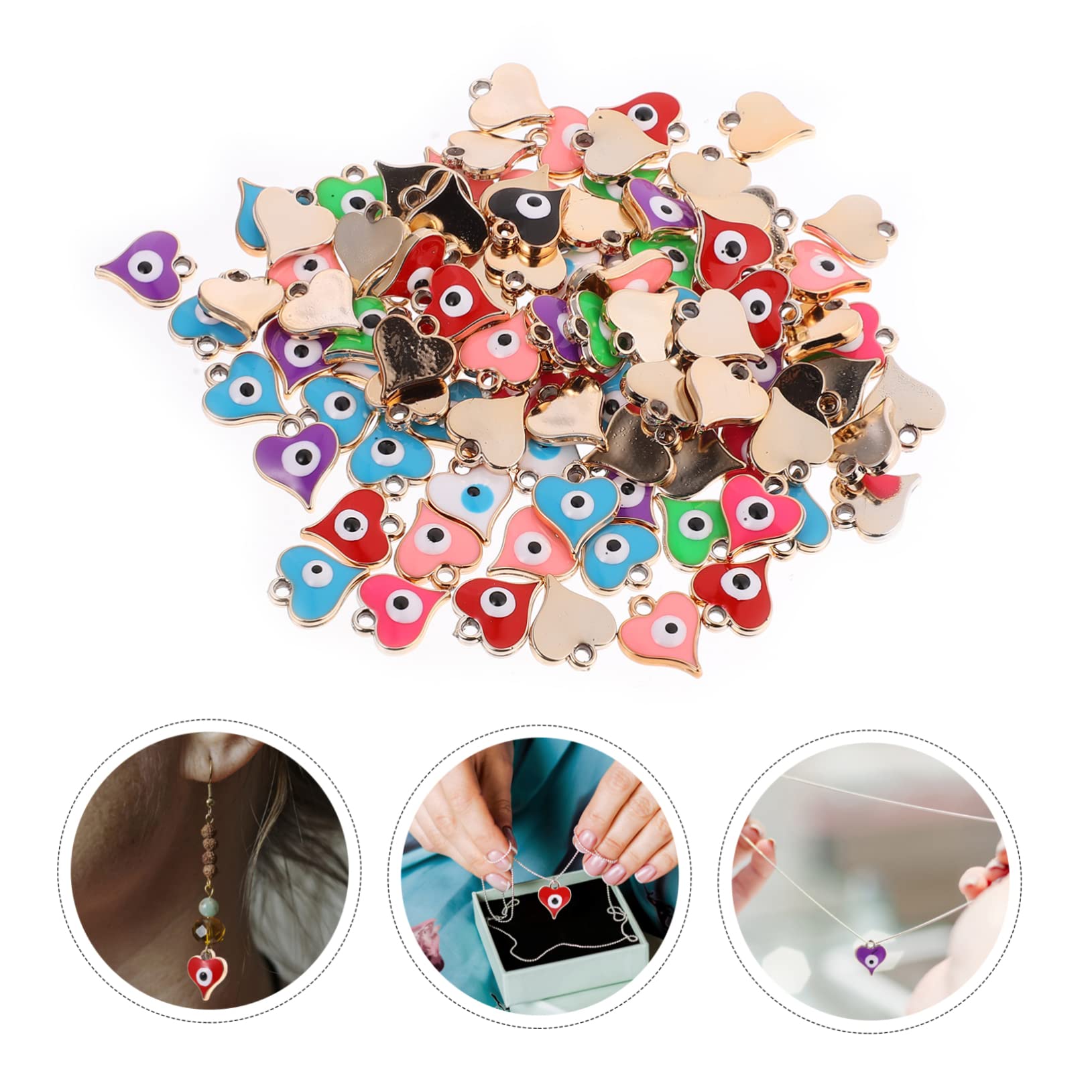 Tofficu Materiale Per Gli Occhi A Forma Di Cuore Hallowen Cardione Gioielli Che Ciondoli Malocchio Portafortuna Per Gli Occhi Perline Per Braccialetti Resina
