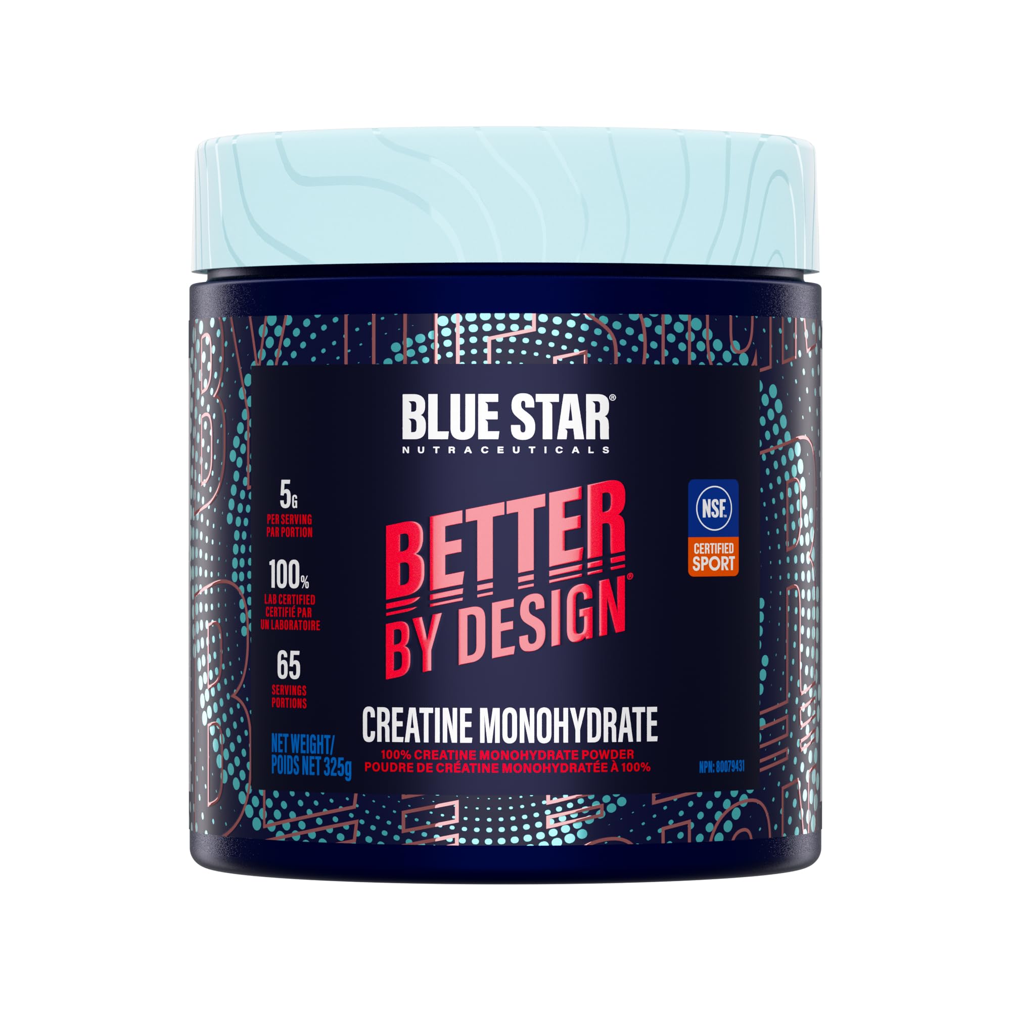 Blue Star Nutraceuticals Creatine Monohydrate Powder 325g - NSF Certified for Sport®, Trusted by Athletes - Banned Substance Tested, Canadian-Owned - 65 Servings, Unflavoured