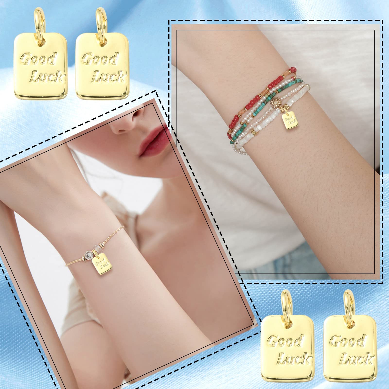 LiQunSweet Brass Bowknot Charms - 10 Pack Gold Plated Dangle Charms For Jewelry Making