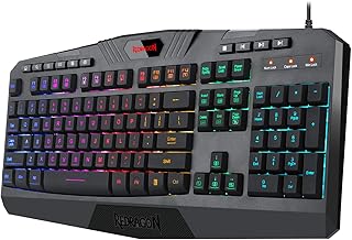 Redragon K503 Gaming Keyboard, RGB LED Backlit, Multimedia Keys, Silent USB Keyboard with Wrist Rest for Windows PC Games (Wired, Black)