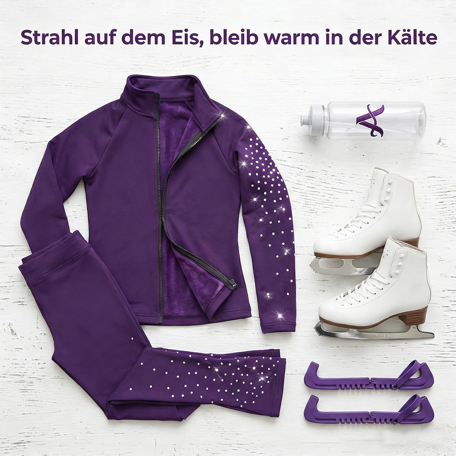 Eiskunstlauf Trainingsanzug Set Für Mädchen Mit Buntem Strass Und Plüsch, Hochwertige Eiskunstlaufbekleidung Für Junge Eiskunstläuferinnen