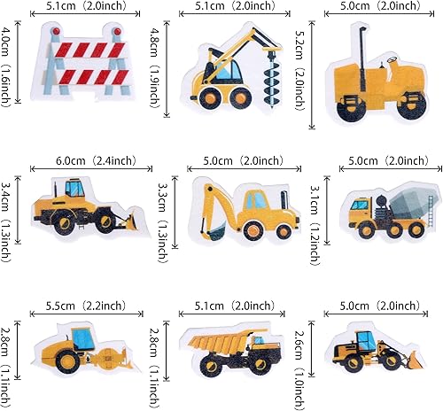 Miniatura 2 de 64 piezas comestibles de construcción para cupcakes, camión, tractor, excavadora, decoración de pasteles, letrero de parada, decoración de postre
