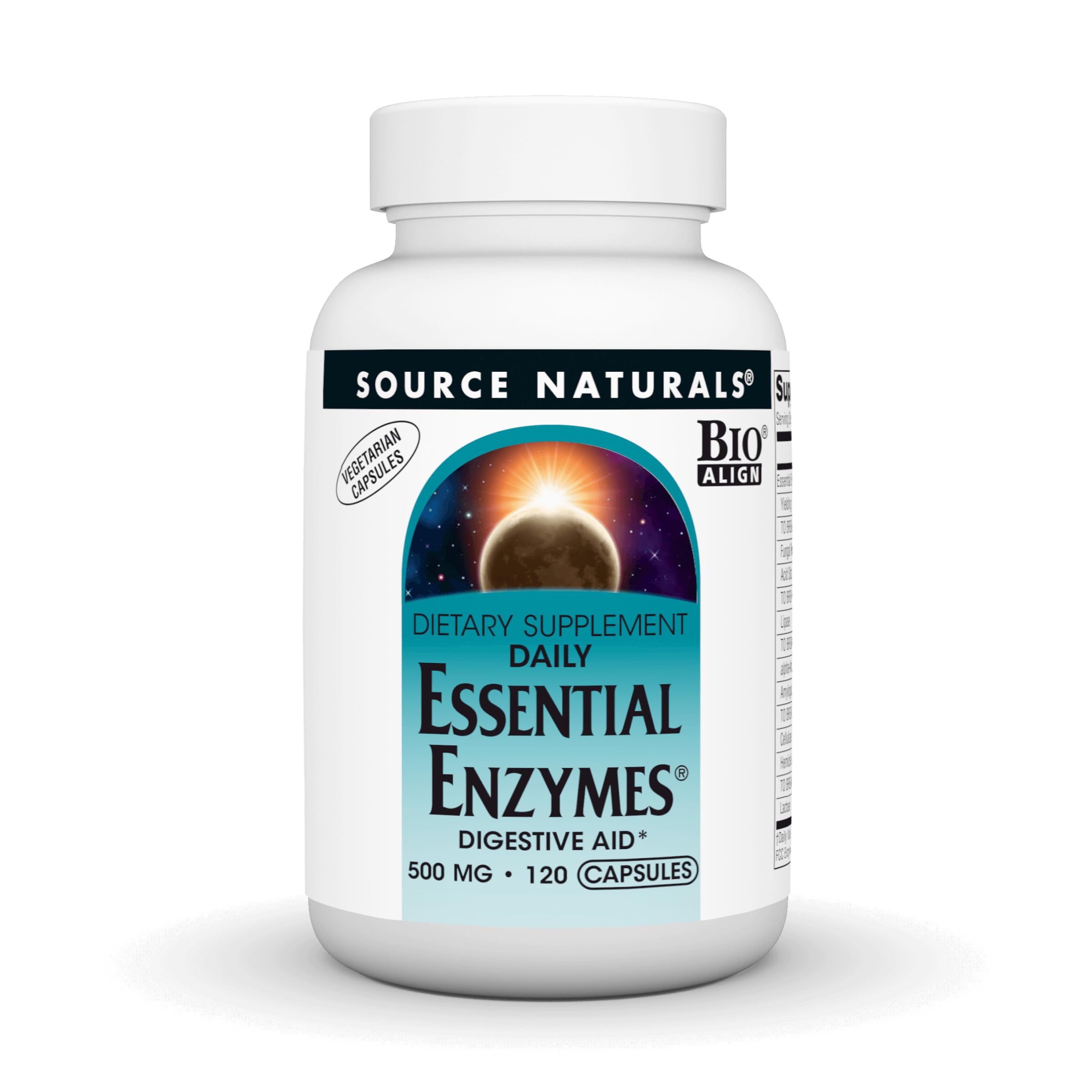 Essential Enzymes 500mg Bio-Aligned Multiple Enzyme Supplement Herbal Defense for Digestion, Gas, Constipation & Bloating Relief - Supports Immune System* - 120 Vegetarian Capsules