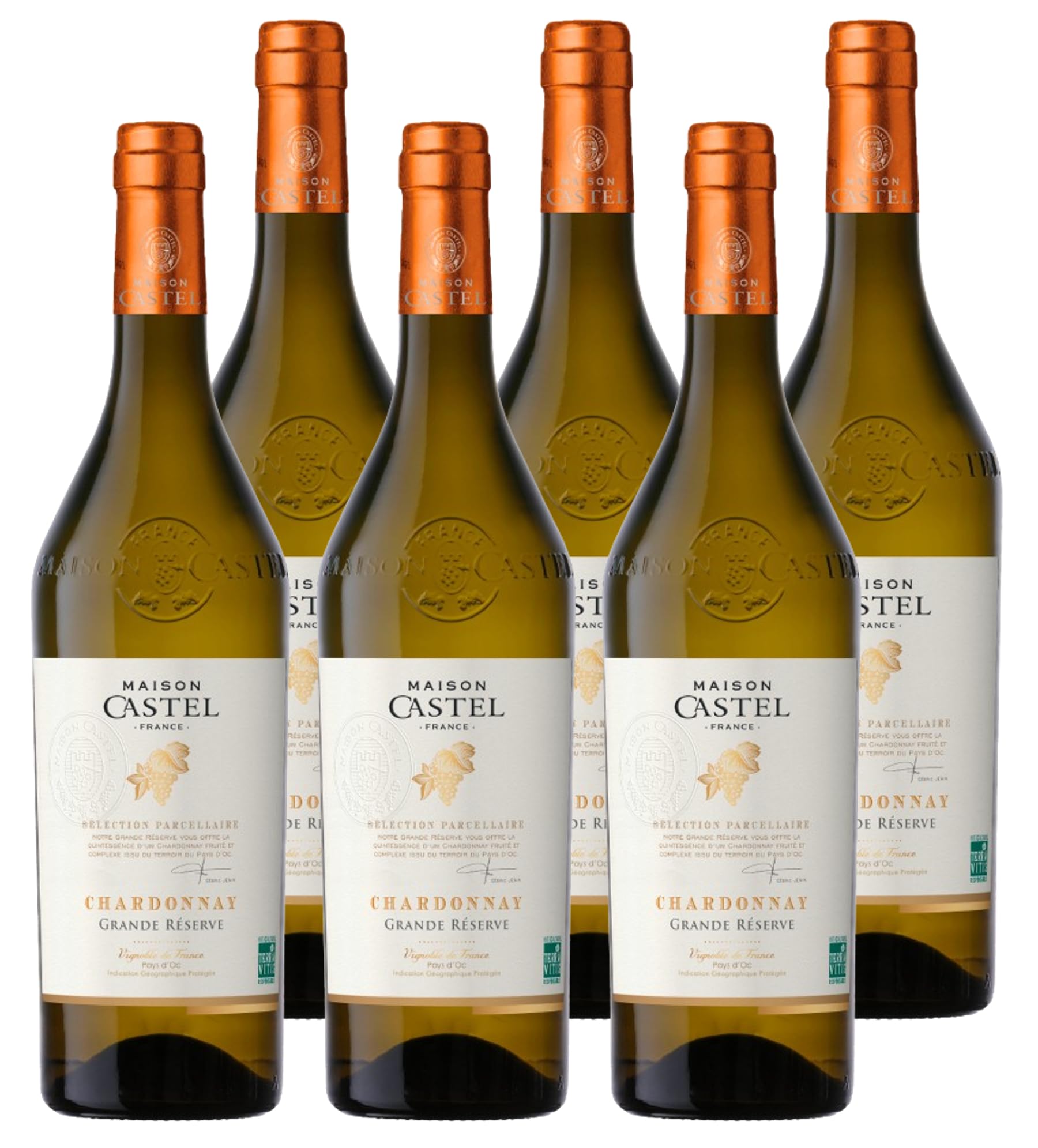 Maison Castel Grande Réserve Vin Blanc Chardonnay IGP Pays d'Oc - Lot de 6 bouteilles x 75 cl