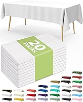 Pureegg Disposable Plastic Tablecloths 20 Pack, 54x108 Inch White Rectangle - Leakproof, Sturdy PEVA for Parties, Picnics, Weddings