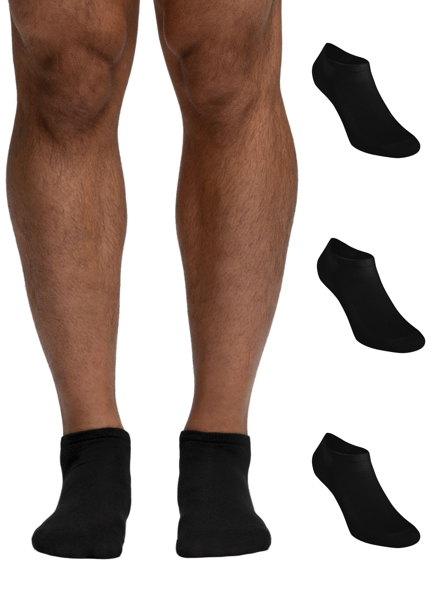 POMPEA Men's Cotton Ankle Socks, Nero (Nero 0071), M (Pack of 3)