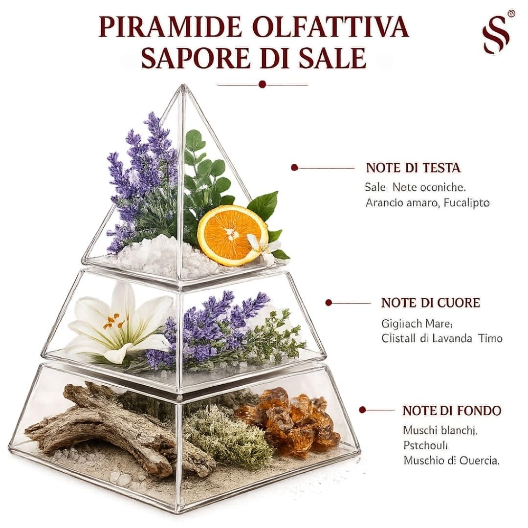 Ricarica per diffusori a nebulizzazione fragranza Sapore di Sale, profumo ambiente con oli essenziali di arancio amaro, eucalipto e muschi bianchi, profumo ambiene per casa e ufficio, 500 ml