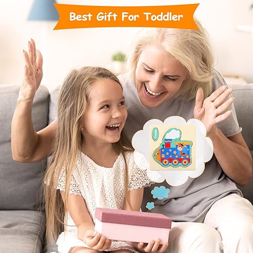 Miniatura 6 de Zhanmai Paquete de 15 rompecabezas de madera para niños pequeños de 1, 2 y 3 años, rompecabezas de vehículos de animales, rompecabezas educativos