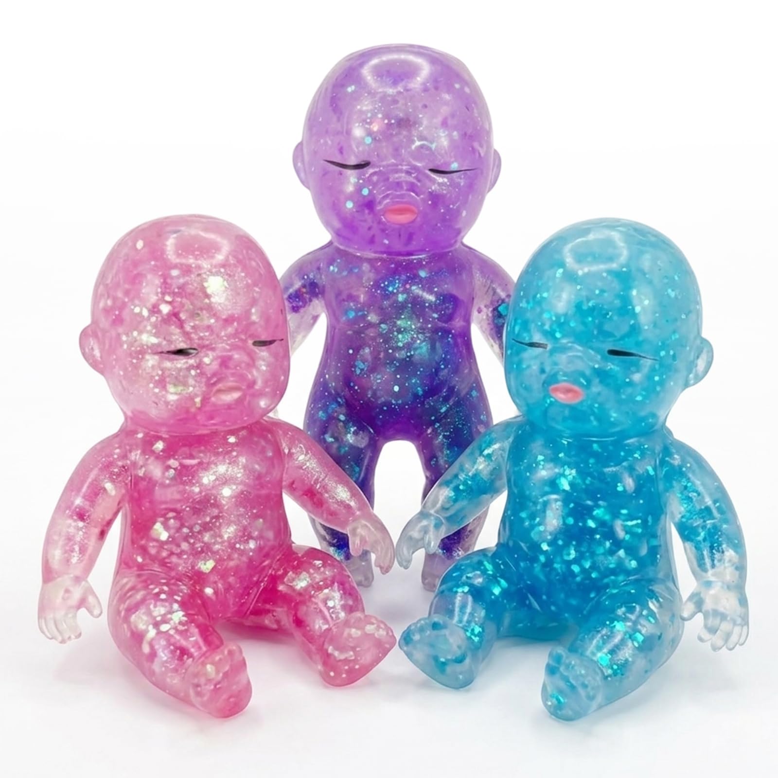 Photo 1 of 3PCS Baby Squishy Glitter Slow Rising, Squishy Babies Sensory Fidget for Stress Relief, Soft Cute Squeeze, Desk Decor & Gift
