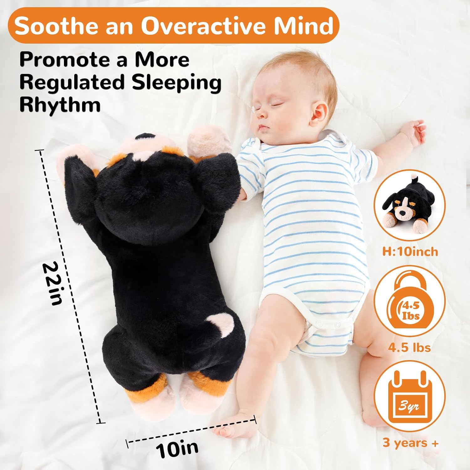 gnomantic Bernese Mountain Dog Weighted Stuffed Animals - 22 Inch 4.5 Pounds Weighted Plushies Dog Stuffed Animal - Big Plush Pillow - Cute Plush Toy Gifts for Kids & Adults (22" 4.5 lbs)