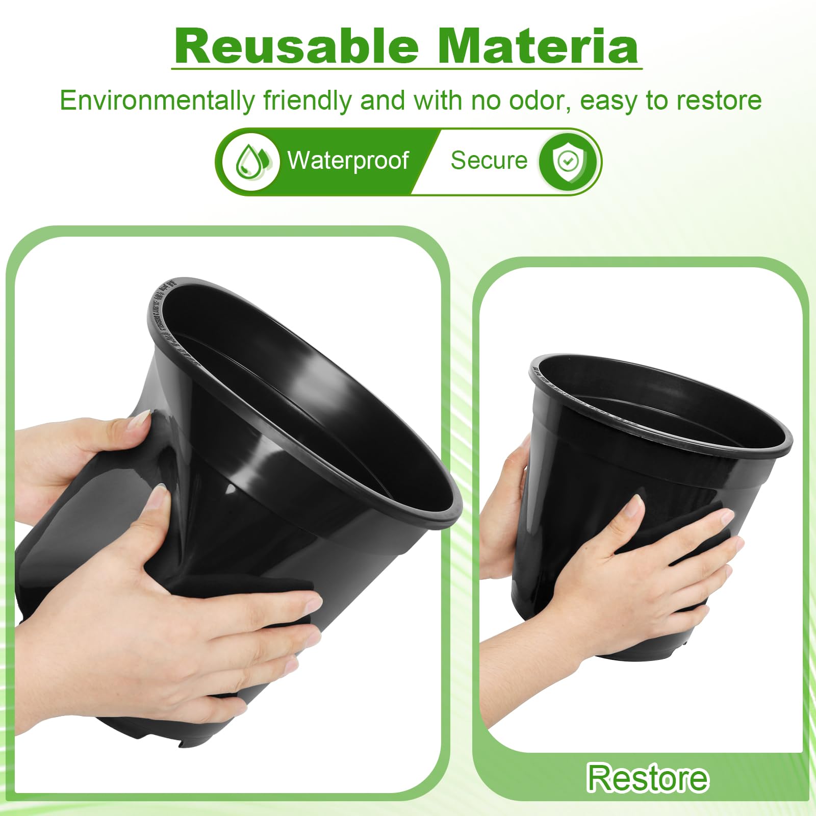 6 macetas de plástico de 3 galones para Plantas, 1, 2, 3, 5, 7 galones con Agujeros de Drenaje, macetas para semilleros para guardería, jardín, Flores, suculentas al Aire Libre e Interior