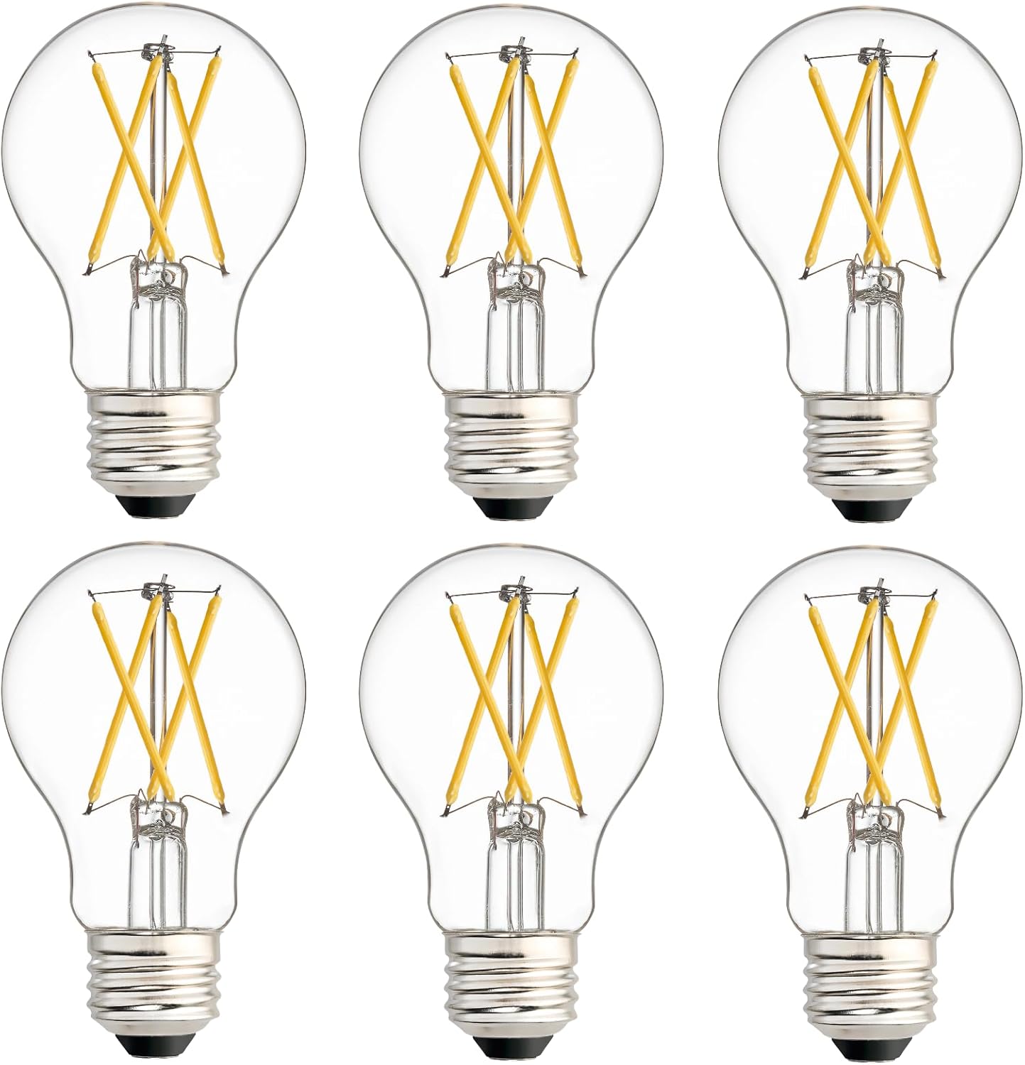 A19 Half Chrome LED Light Bulb 60W Equivalent, Dimmable 800 Lumens 2700K Warm White, E26 Silver Bowl Anti-Glare Bulb, Vintage Edison Mirror Reflected Light for Bedside Pendant Lamp, 2 Pack