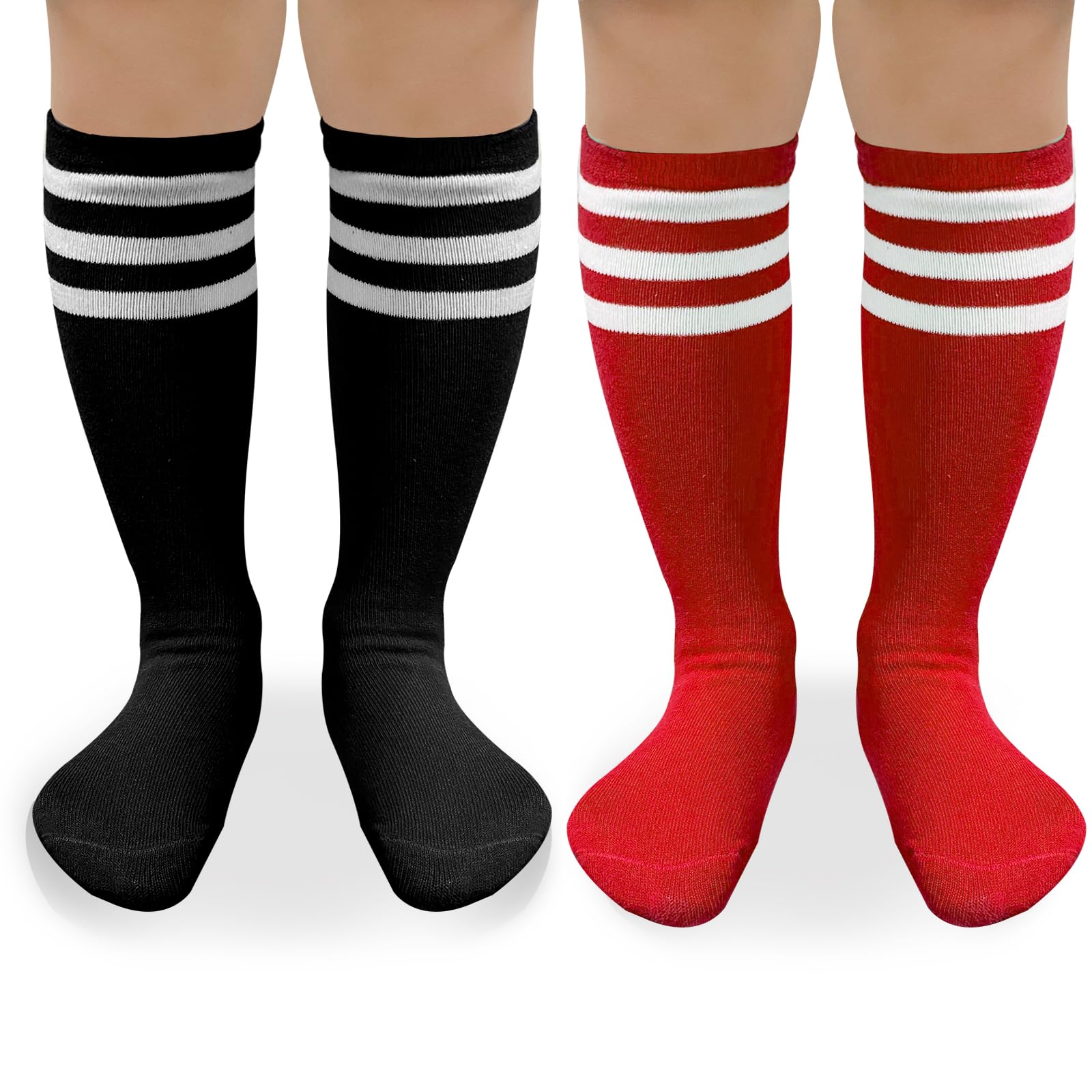 Fjquamitix 4 paar voetbalsokken voor kinderen, kniehoog, ademend, antislip, rugby, voetbal, sportsokken voor jongens, 9-12 jaar, Ol, Vier kleuren (Four Color