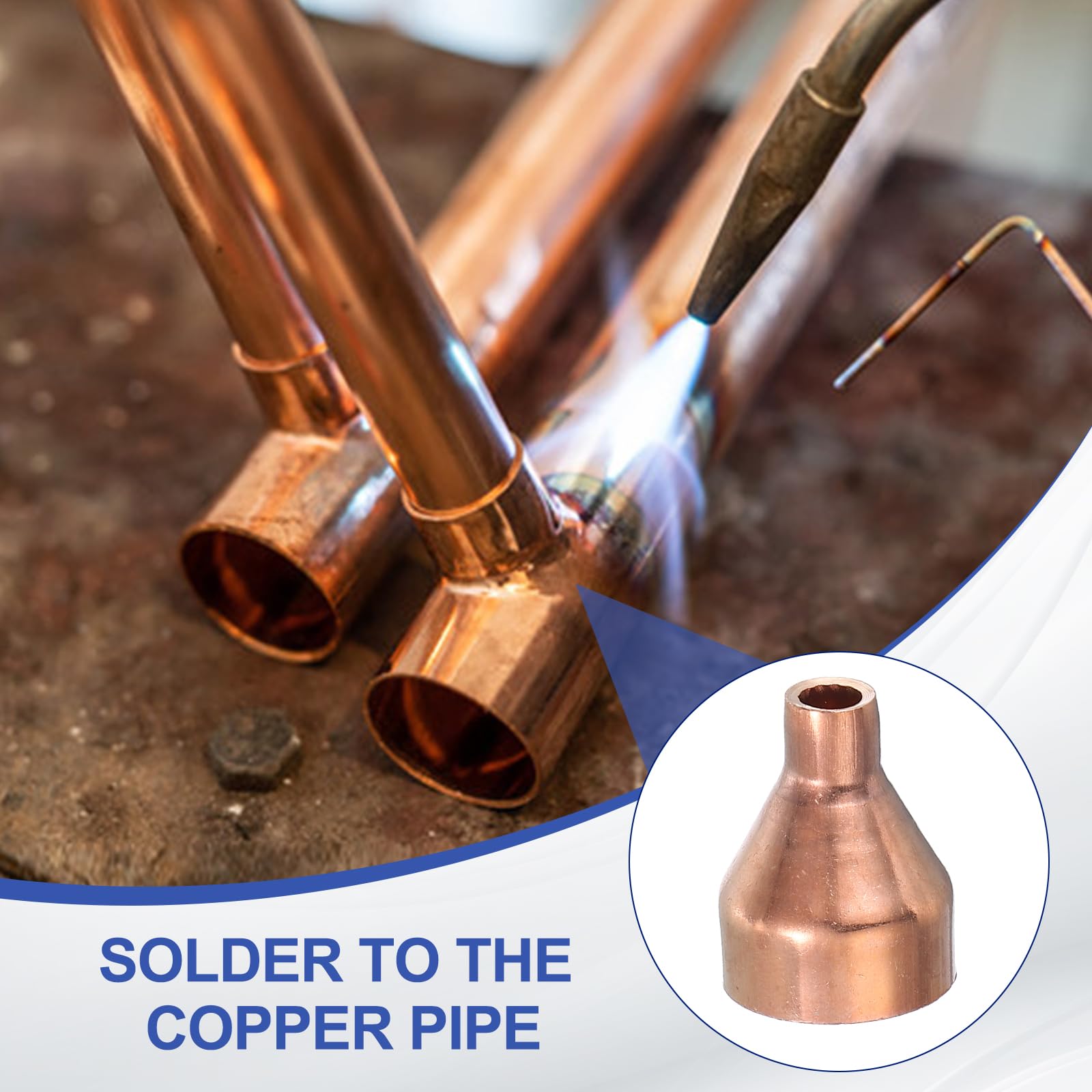 PATIKIL Reductor de cobre de 7/8 a 1/4 pulgadas de diámetro interior, 5 piezas de acoplamiento de cobre reductor de presión, adaptador de conector de tubo con conexión de soldadura de sudor para