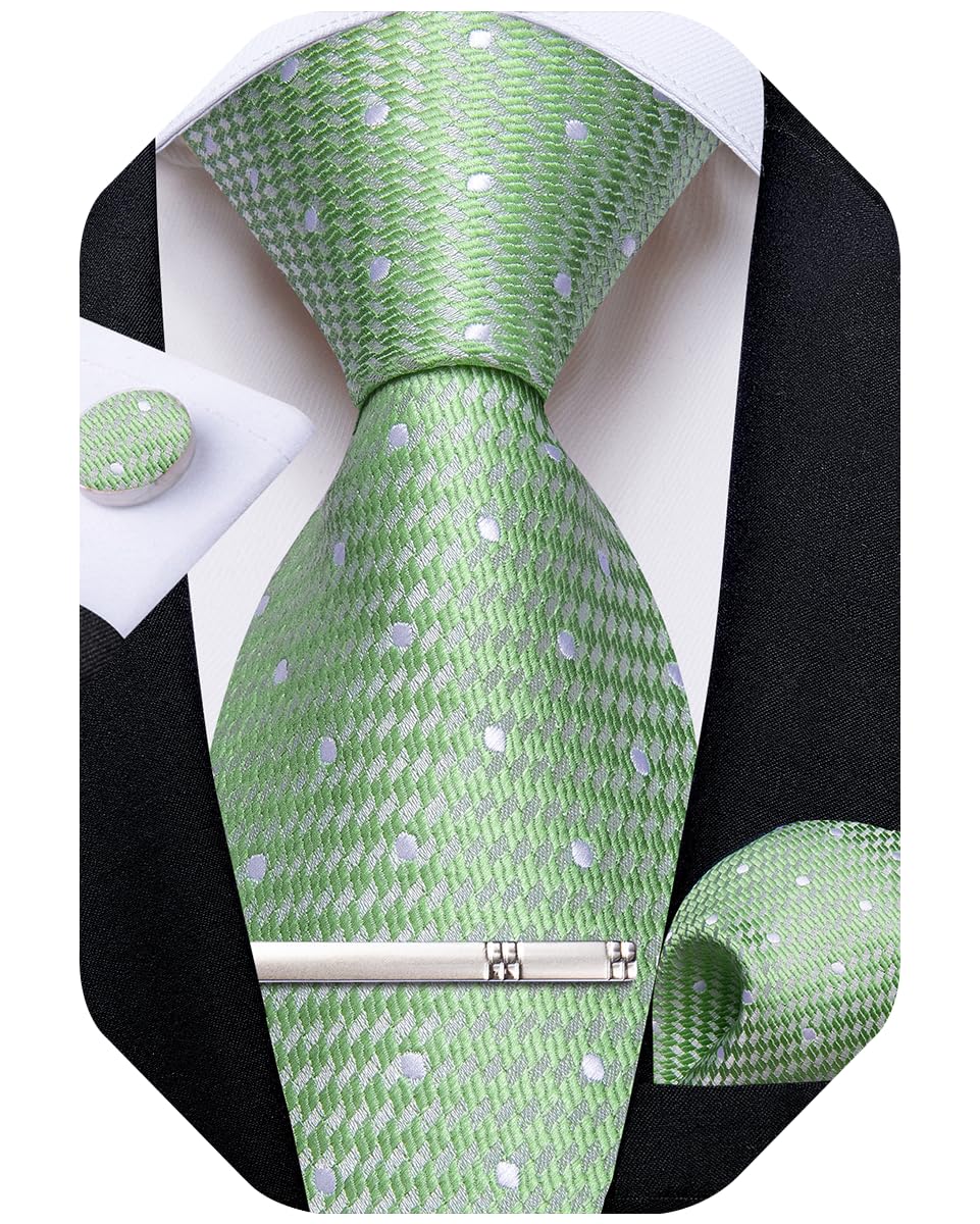DiBanGu Mens Silk Plaid Tie and Pocket Square Set