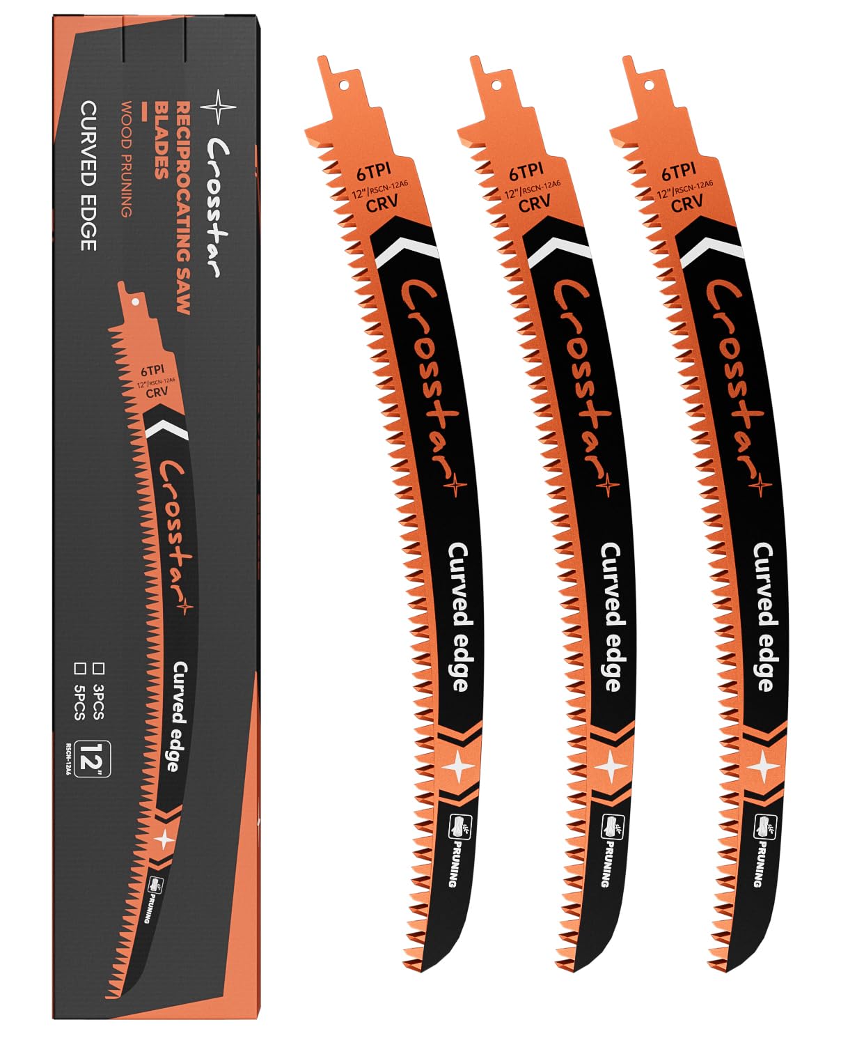 Crosstar Lame per seghetto alternativo con denti giapponesi da 30,5 cm, lame per potatura del legno 6TPI per tagliare alberi, tagliare rami, confezione da 3