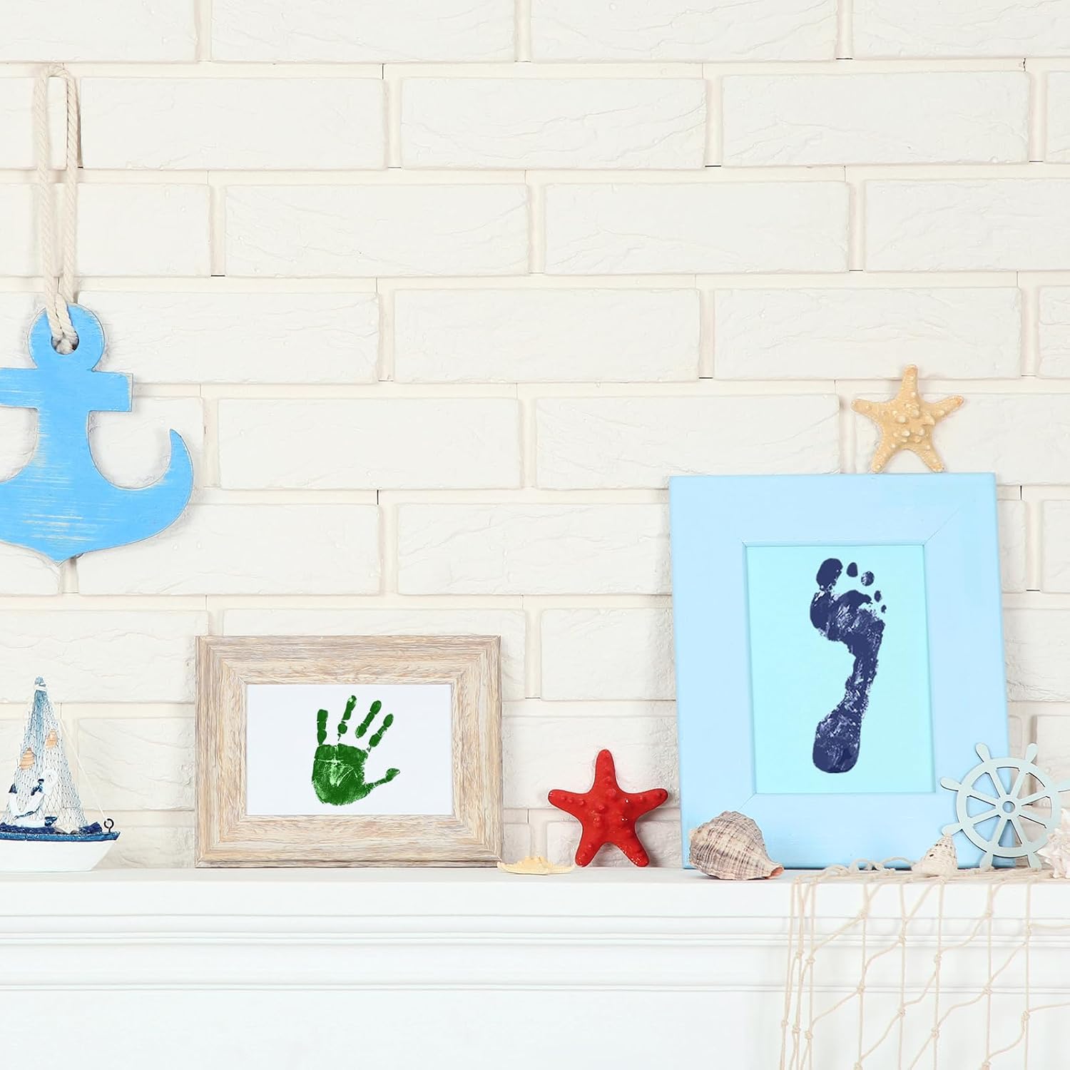 Outus 6 Pieces Small Reusable Ink Pad for Baby Footprint Handprint Paw Print, Non-toxic Ink Pad, Feet and Hands Stamp for Boys and Girls Christmas New Year, 6 Colors(Bright Color)