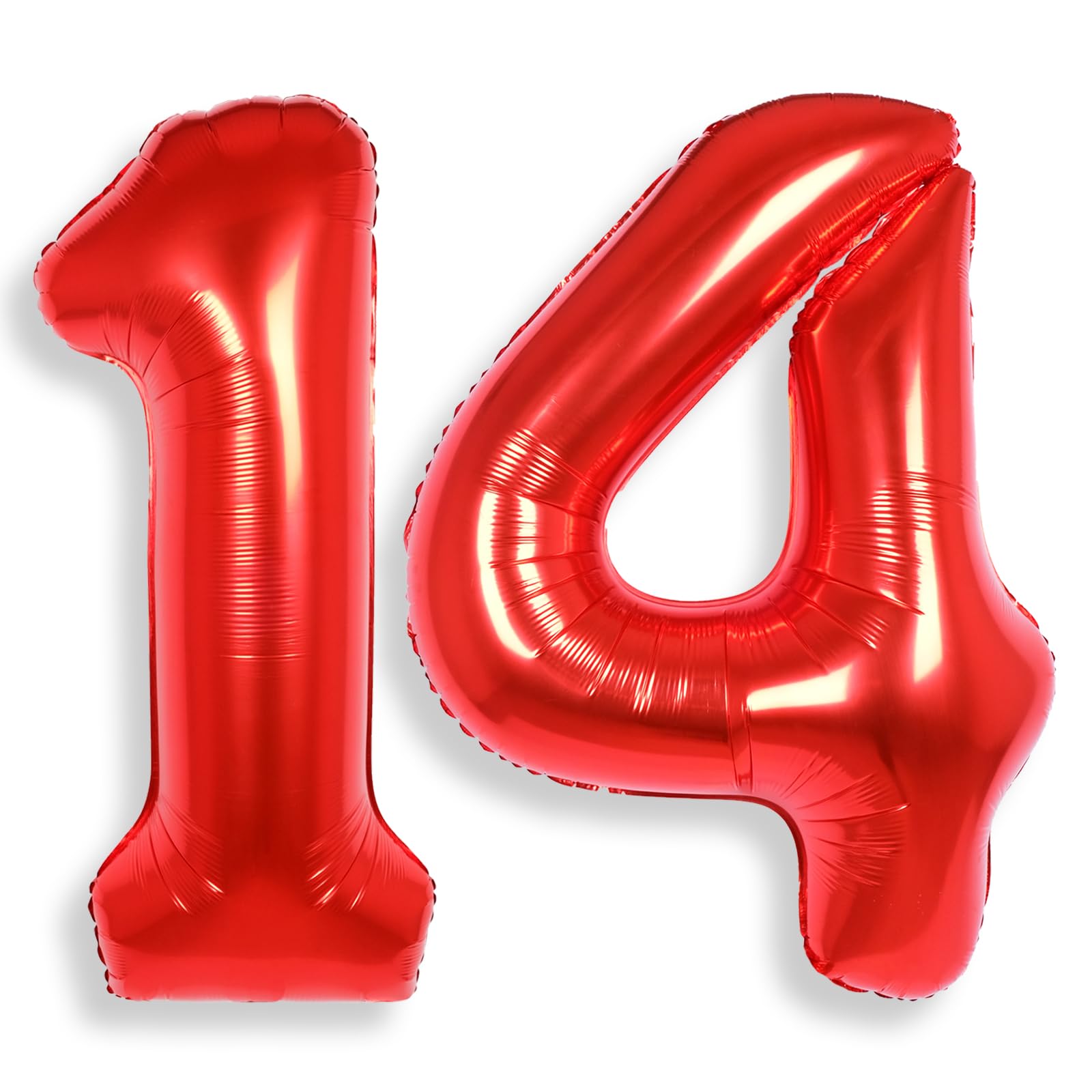Red Large Number 14 Balloons: 40 Inch Big Foil Number Balloons Giant Helium Balloon Age 0-9 Mylar Balloon for Birthday Party Baby Shower Anniversary Decorations โ image 1