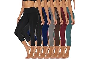 7 Pack High Waist Capri Leggings - Slimming Workout Essential