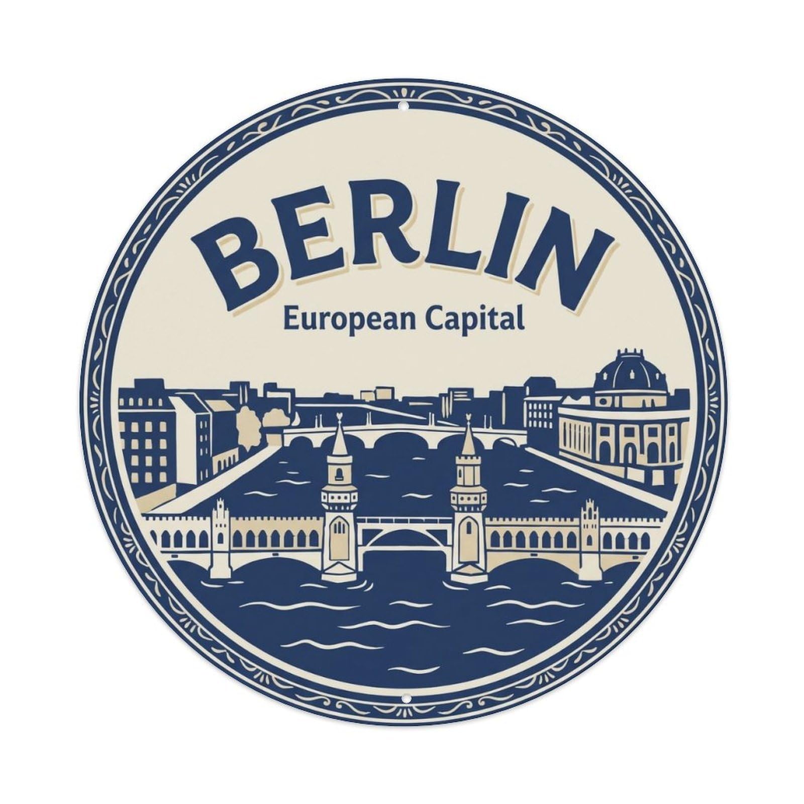 Vintage Travel Berlin Germany Heart 1 Metal Tin Sign
