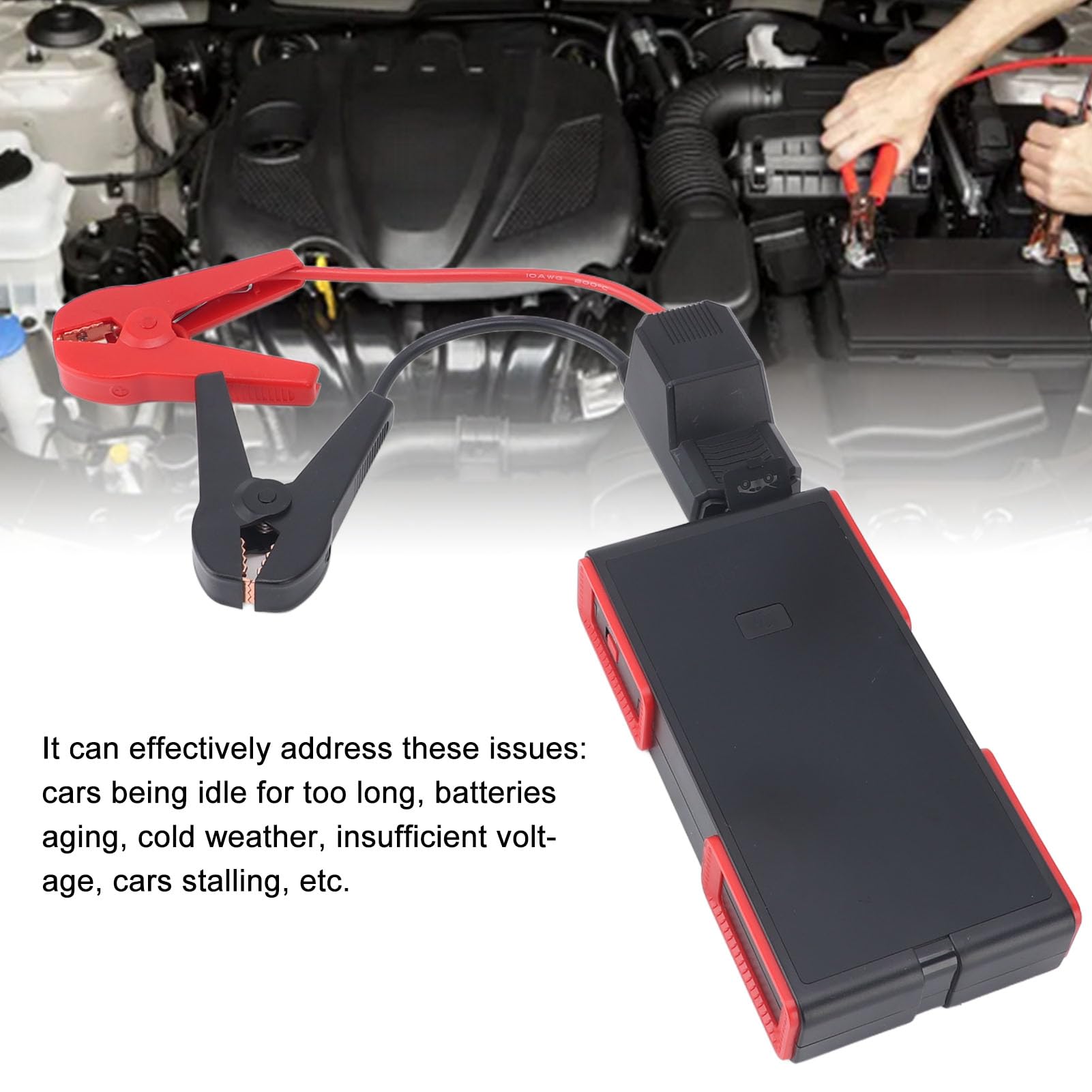 Batterie au Lithium de Démarreur de Voiture 99800mAh, Bloc d'alimentation de Secours Portable avec Lampe de Poche pour Une Utilisation en Extérieur