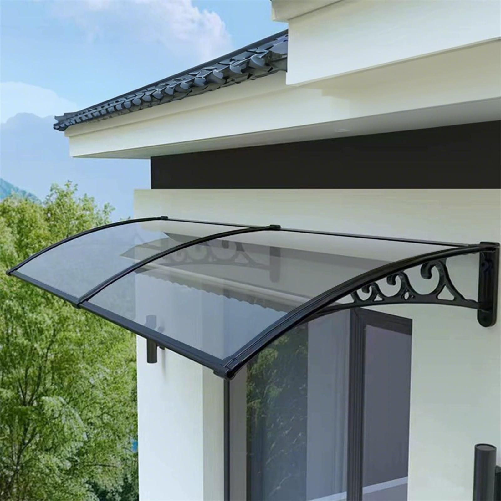 Toit marquise de porte extérieur anti-UV 120x120cm en aluminium