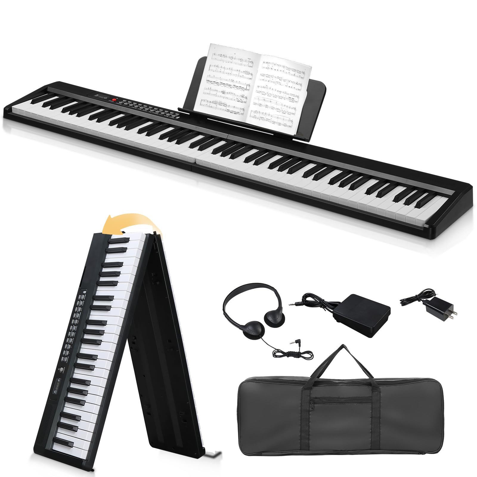 LEADZM 88 tasti pianoforte digitale pieghevole semi-ponderato tastiera elettronica Bluetooth 1000 ritmi 1000 toni 50 demo