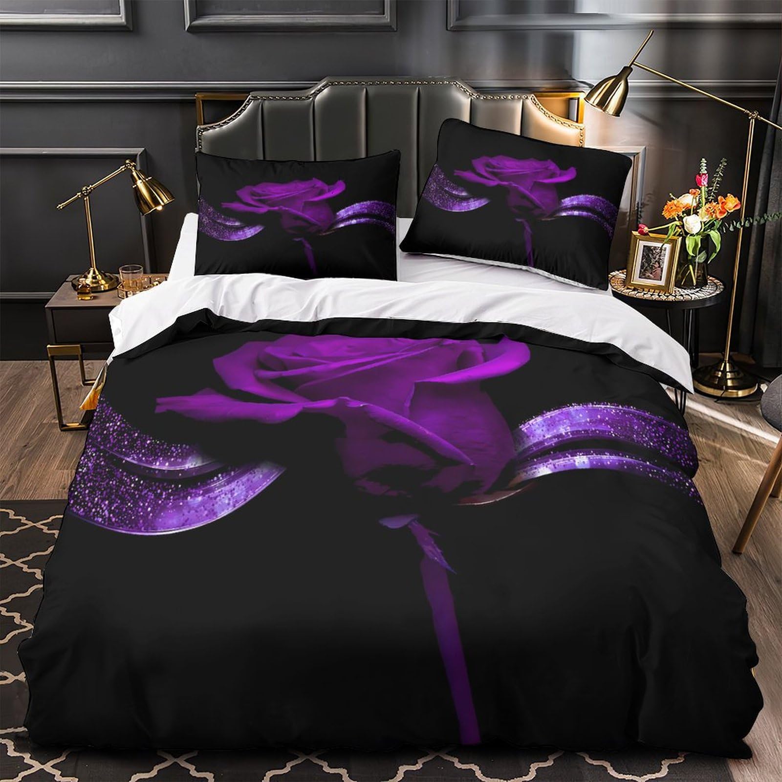 Parure de lit rose pourpre 140x200 avec housse de couette single en microfibre