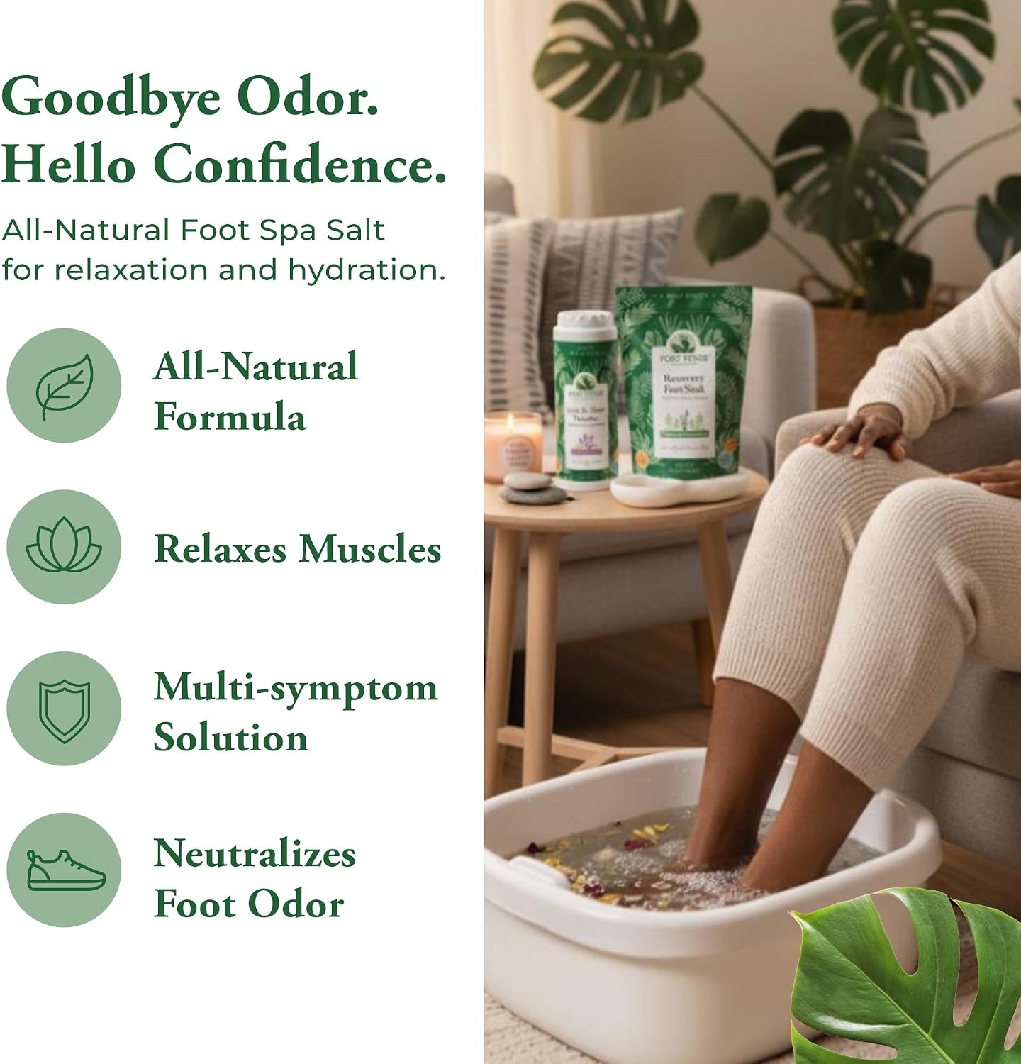 Foot Sense Odor Control Foot Powder for Sweaty Feet & Foot Soaking Magnesium Epsom Salt for Foot Bath Soak - Stinky Feet Odor Control Shoe Powder (2 Items)