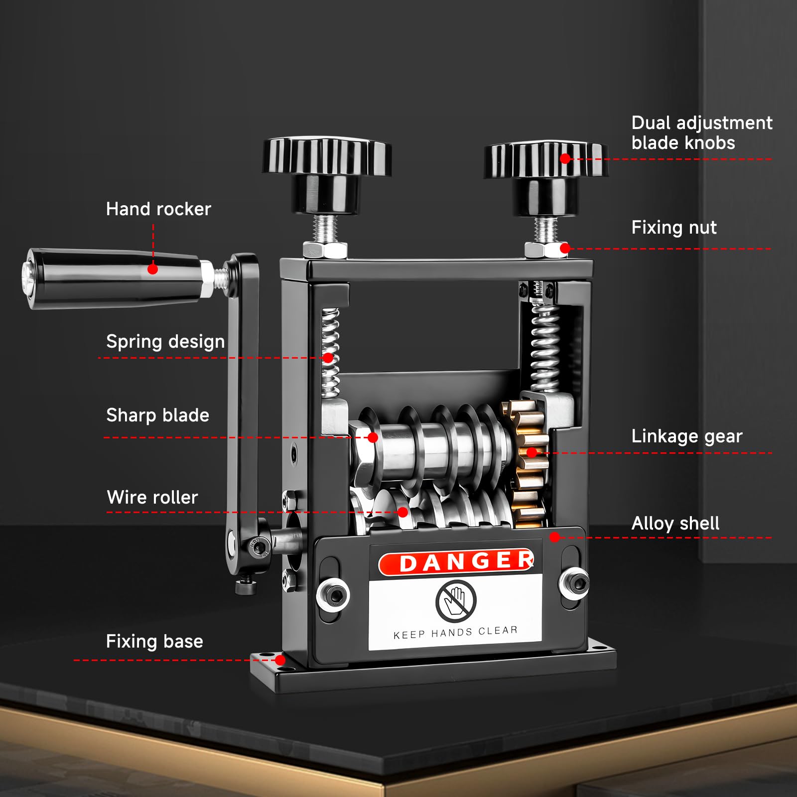 Denudeur Cable Electrique, Orifesio Machine à Dénuder le Cuivre Manuelle avec 6 Canaux et 5 Lames, Denudeur Cable pour 3 à 17 mm, Denudeuse de Cable Electrique pour le Recyclage des Déchets de Cuivre