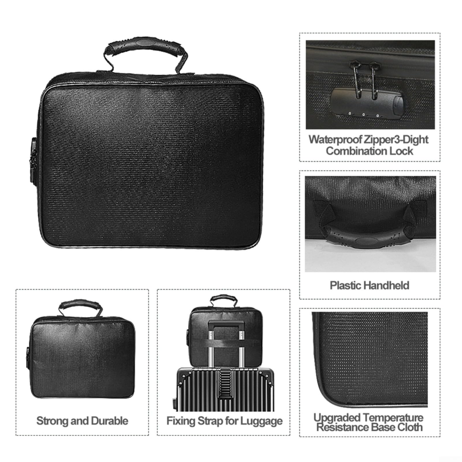 Scatola portadocumenti ignifuga con serratura a 3 cifre, borsa organizer per documenti di grande capacità, con 7 tasche per carte di passaporto, USB, custodia sicura portatile per casa