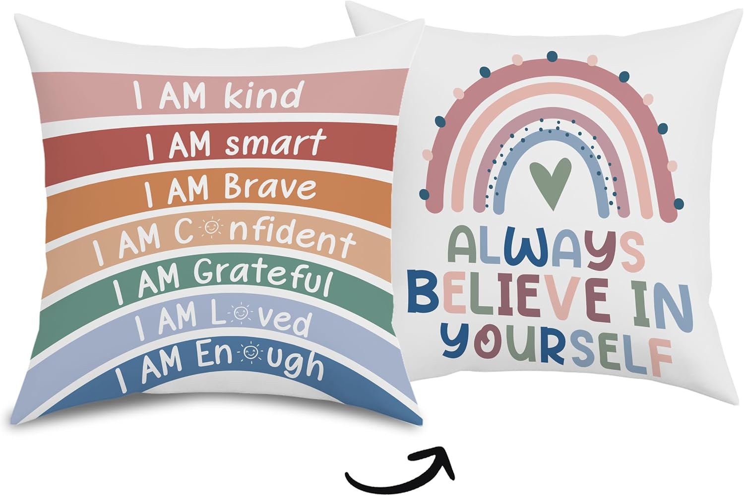Inspirational Pillow Cover I Am Kind Smart Brave 