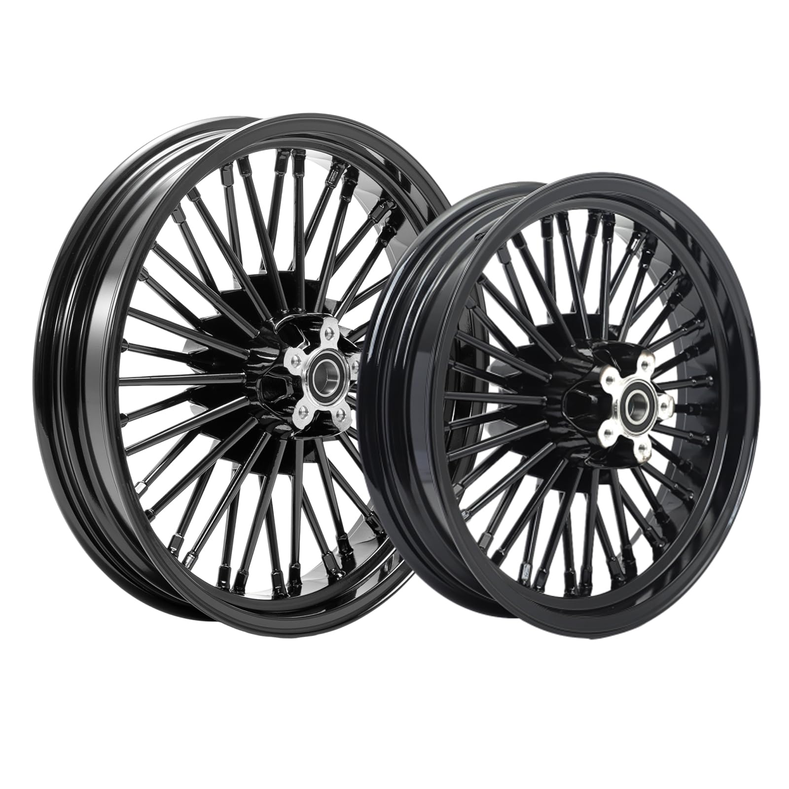 TOFR 18x3.5 16x3.5 Fat Spoke Wheels Black For Harley Touring Baggers 84-08