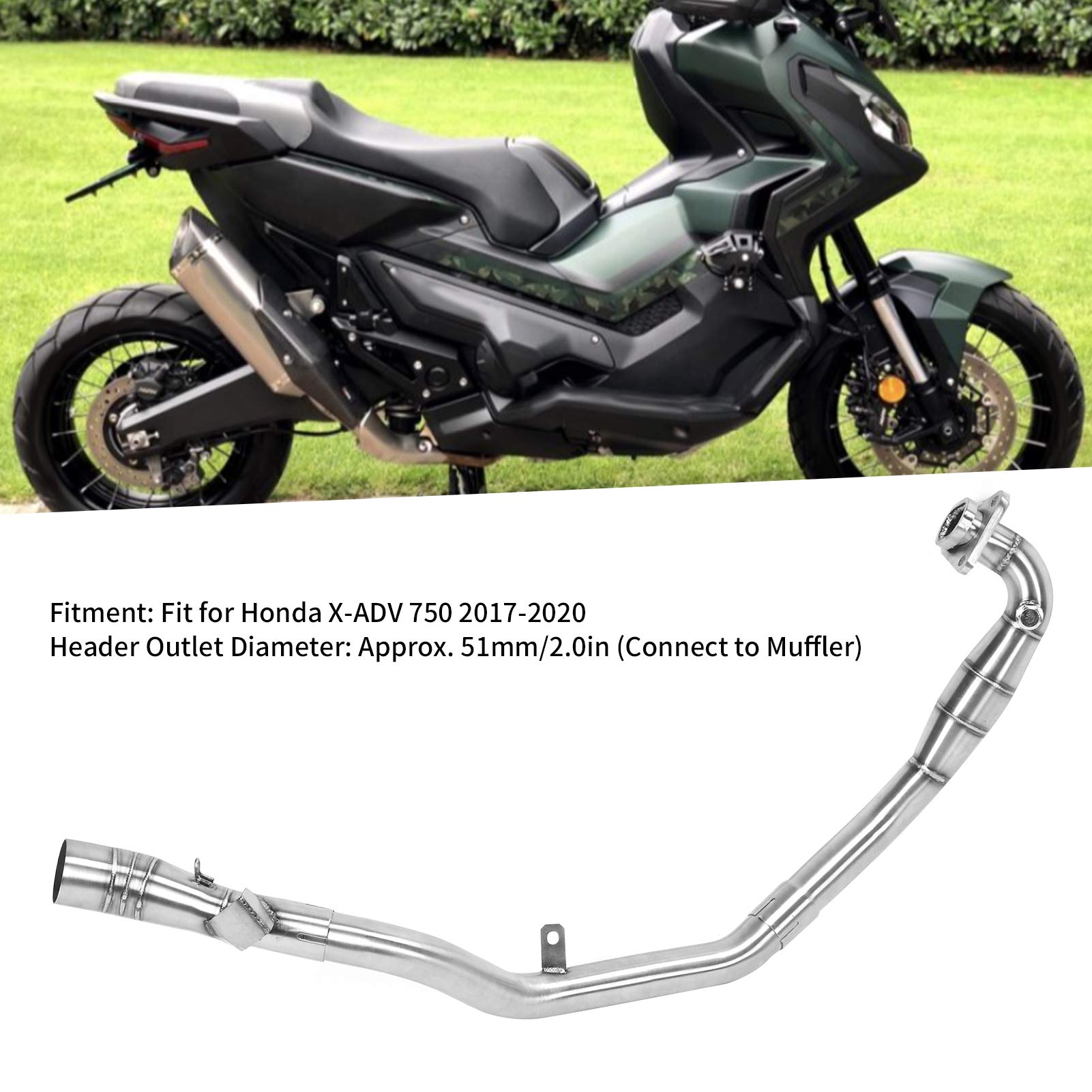 aqxreight Kit Collettore Tubo di Scarico Anteriore per Motocicletta, Parte del di Scarico in Acciaio Inossidabile Tipo Split per X ‑ ADV 750 2017‑2020 X ADV